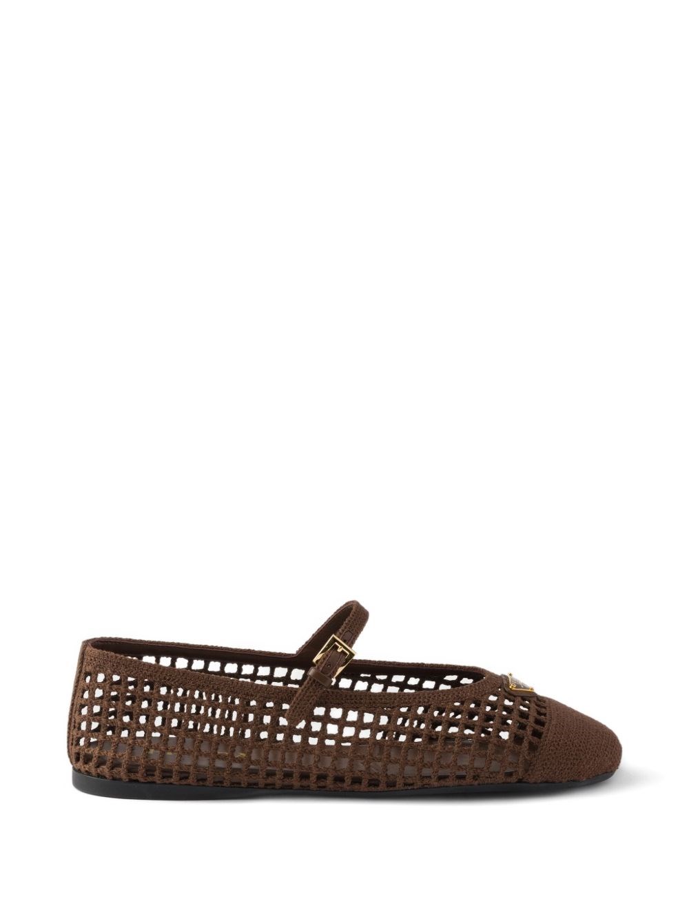 Prada Crochet Ballerinas In Brown