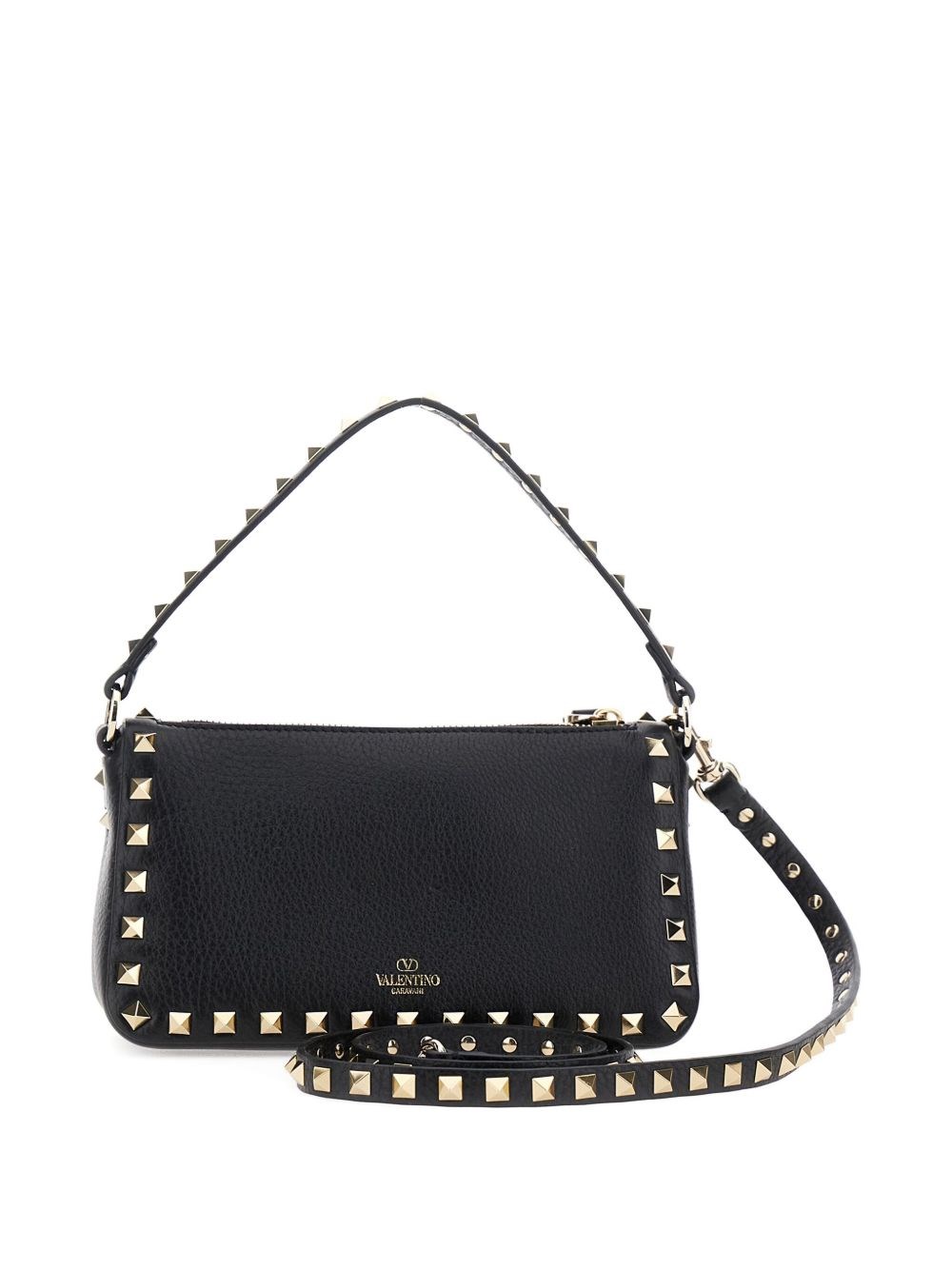 Valentino Garavani Small Rockstud Leather Shoulder Bag In Black