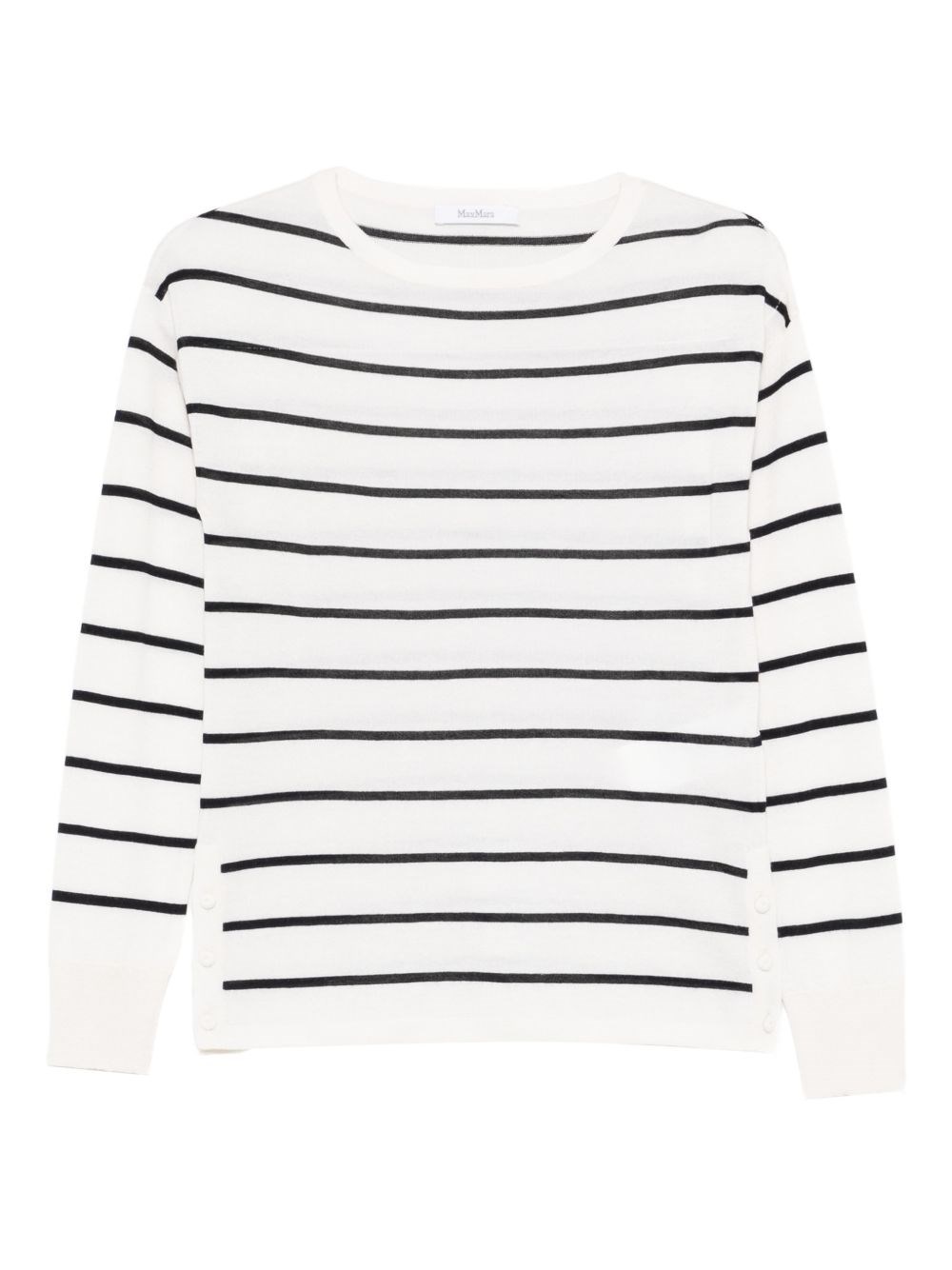 Max Mara Pure Striped Crew Neck Sweater "tabella" In White