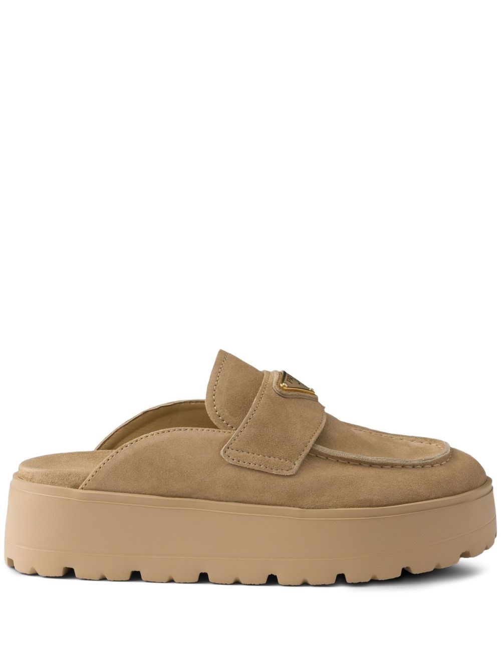 Prada Elevated Sole Mules In White