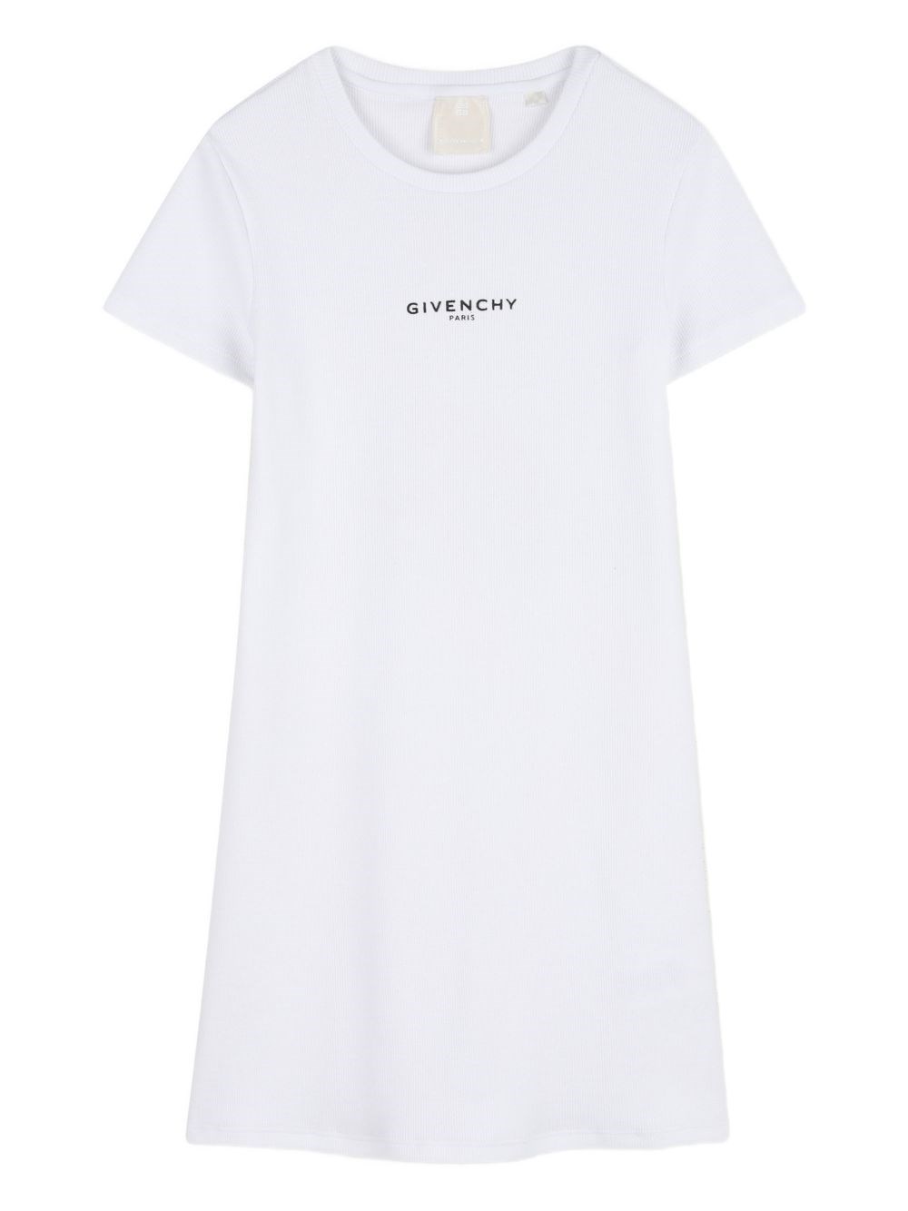 Givenchy Kids Ragazza Bianco Abito In Cotone Girocollo Mezza Manica E Logo