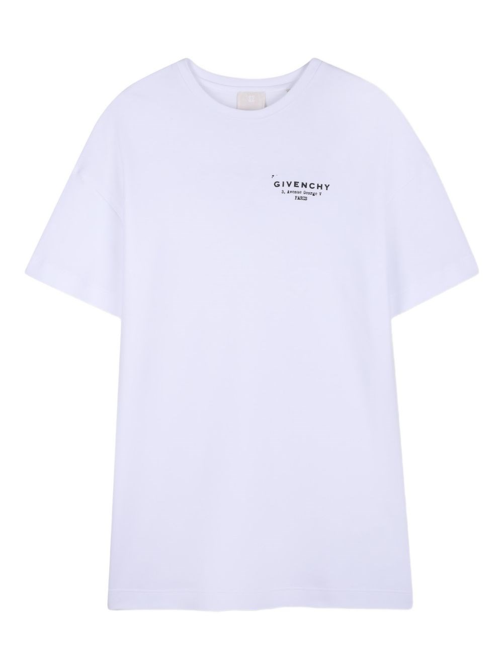 Givenchy Kids Ragazza Bianco Abito In Cotone Girocollo Mezza Manica E Logo
