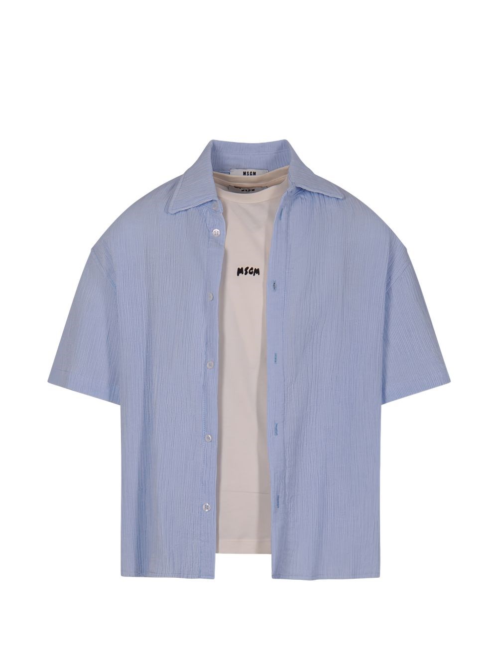 Msgm Kids' Short Sleeve Shirt In Blue