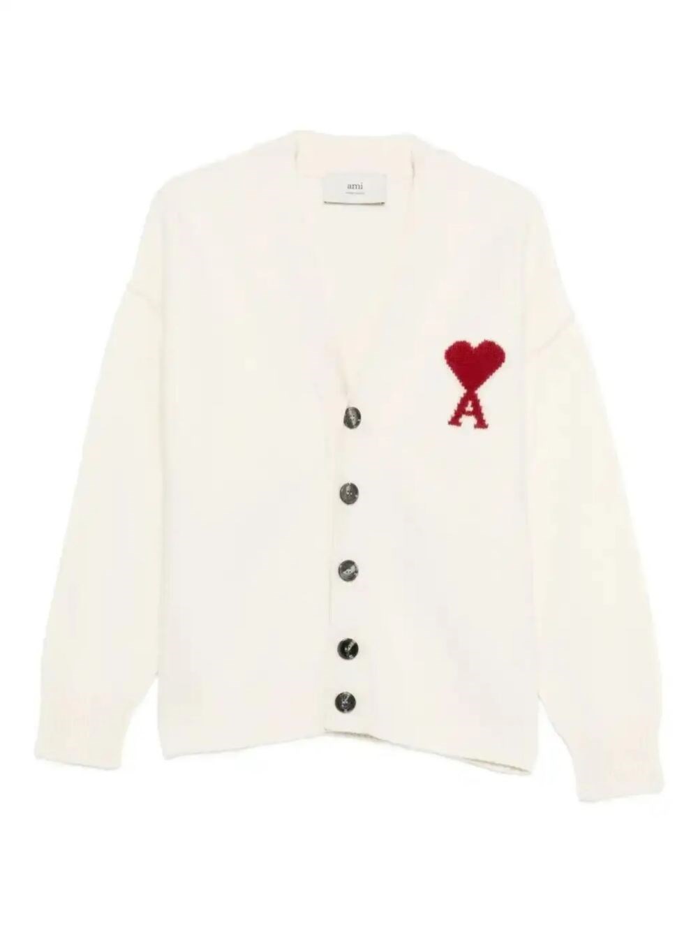 Ami Alexandre Mattiussi Ami De Coeur Wool Cardigan In White