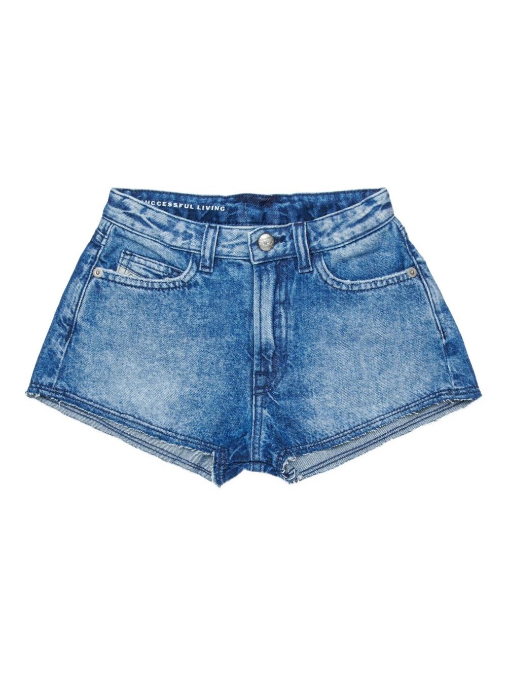Diesel Kids Ragazza Blu Bermuda In Denim Con Tasce E Logo