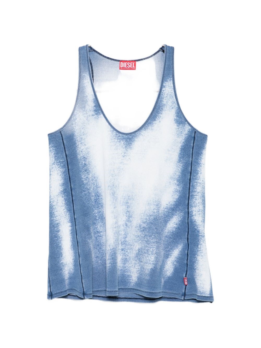 Diesel Donna Blu Canotta In Cotone Tinto In Capo