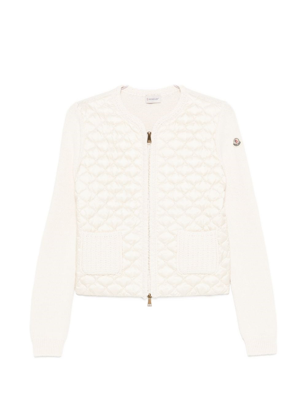 Moncler Quilted Jacket With Zipper In White