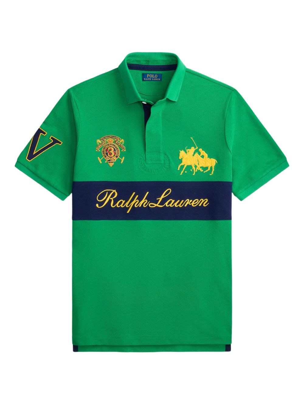 Polo Ralph Lauren Uomo Verde Polo Con Colletto E Bottoni Manica Corta