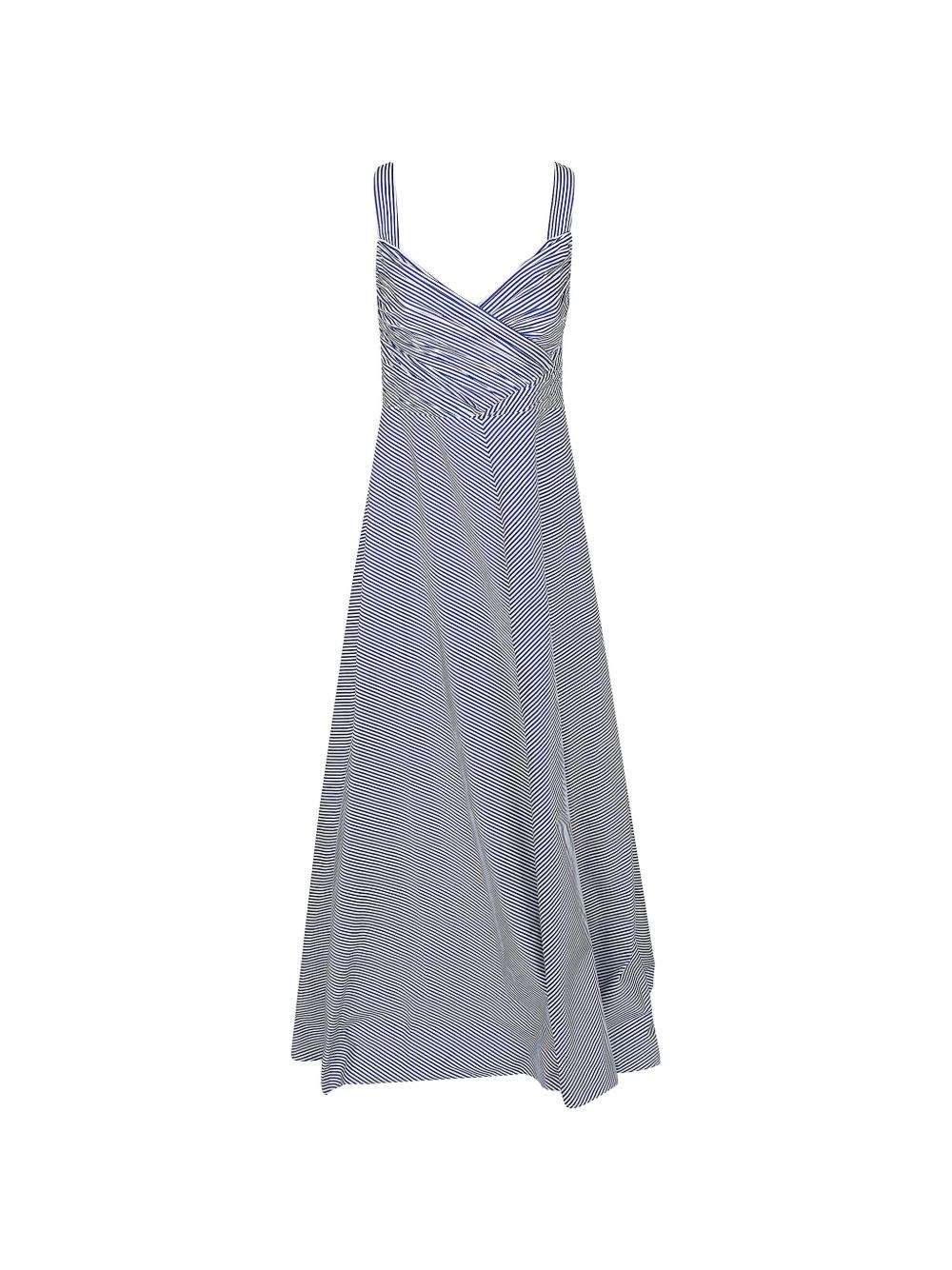 Lauren Ralph Lauren Donna Blu Abito Lungo A Righe