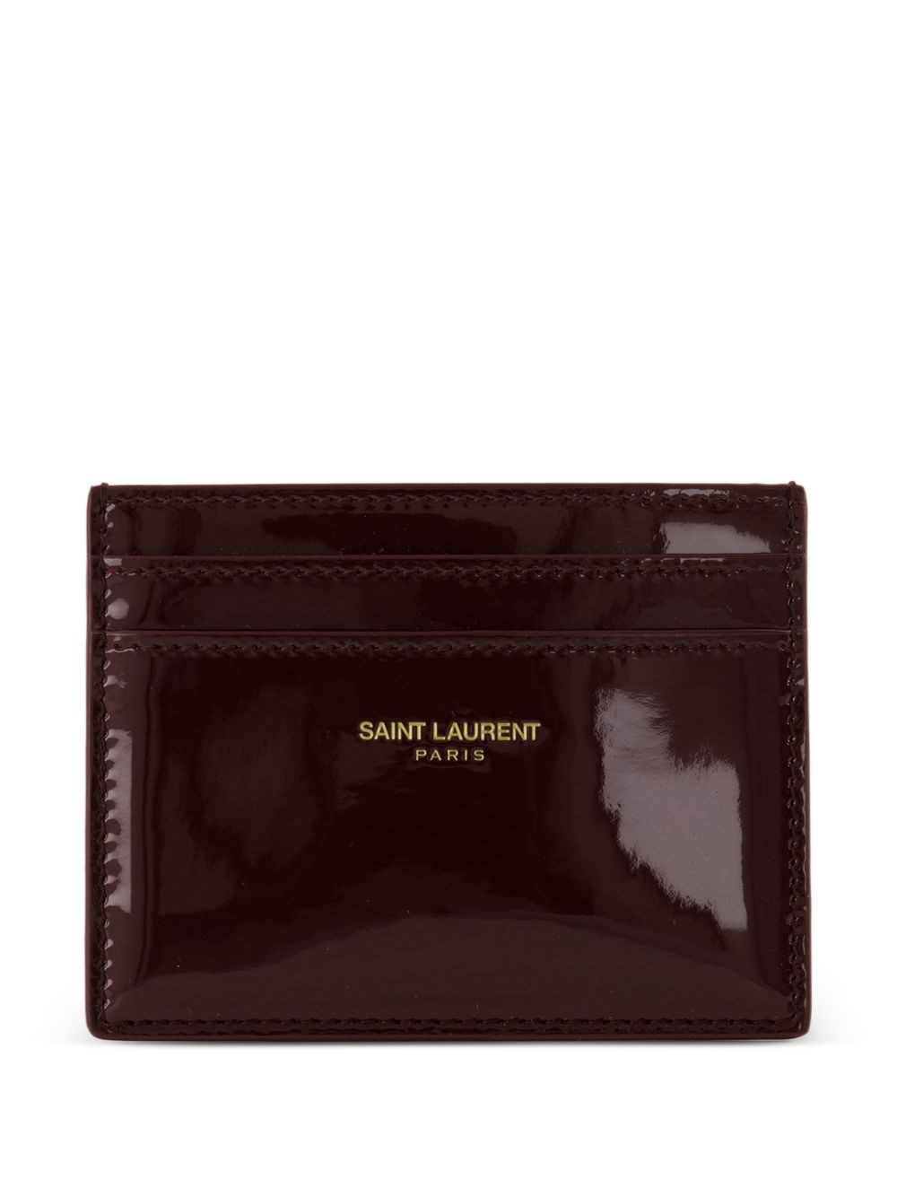 Saint Laurent Paris Patent Leather Card Holder In Red