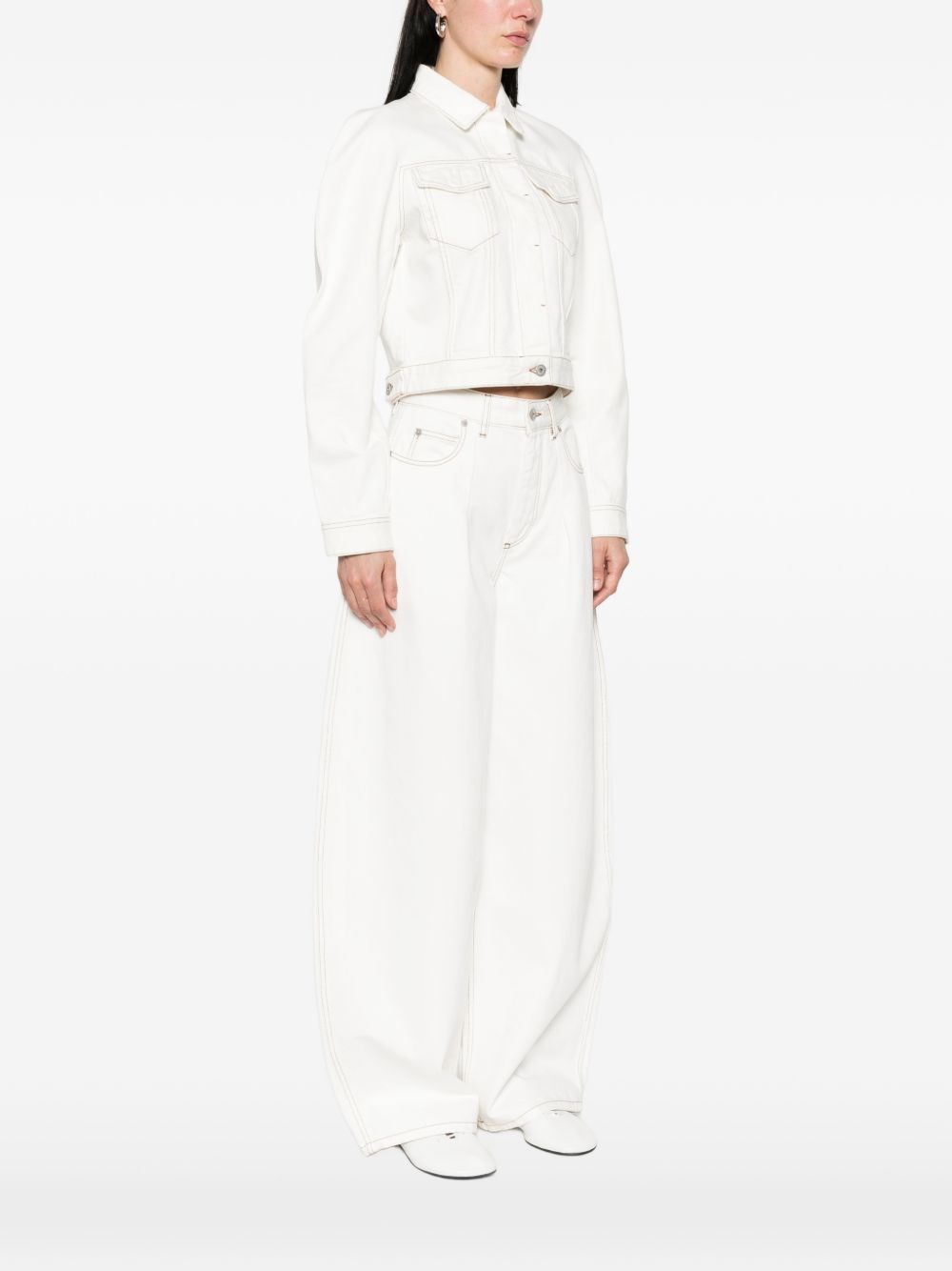 Jacquemus Long-sleeve Denim Jacket In White