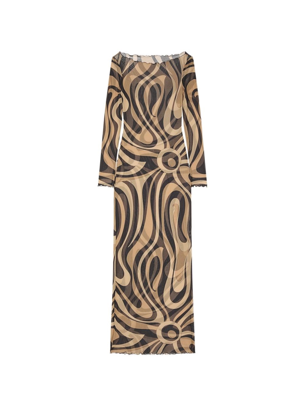 Pucci Geometric Printed Long-sleeved Dress In Brown