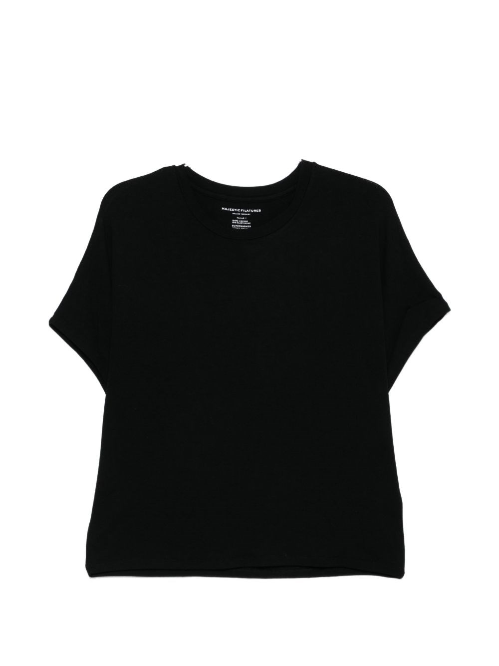 Majestic Black Solid Crew Neck T-shirt In Black