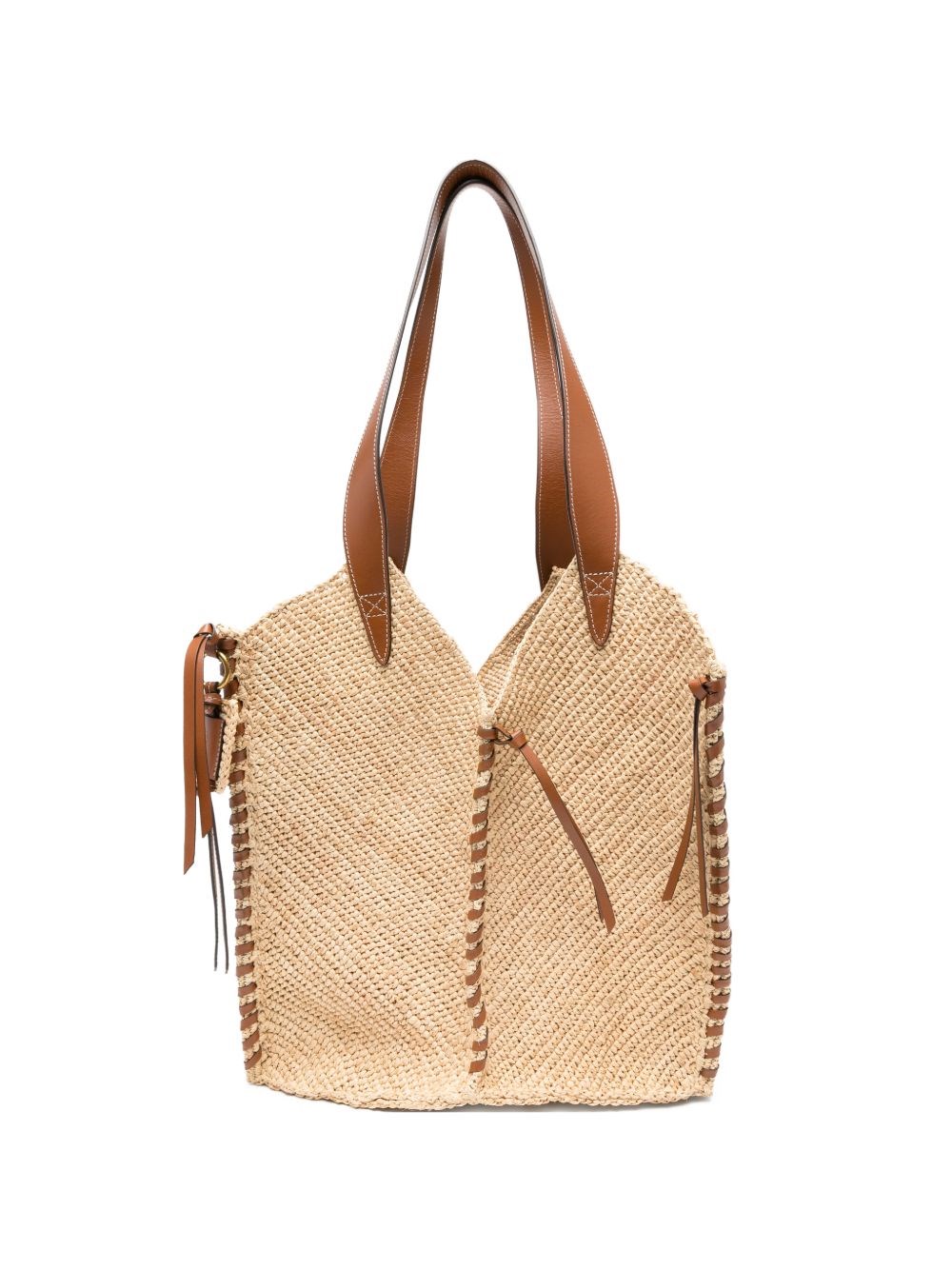 Isabel Marant 탐파 라피아 레더 트리밍 숄더 백 In Brown