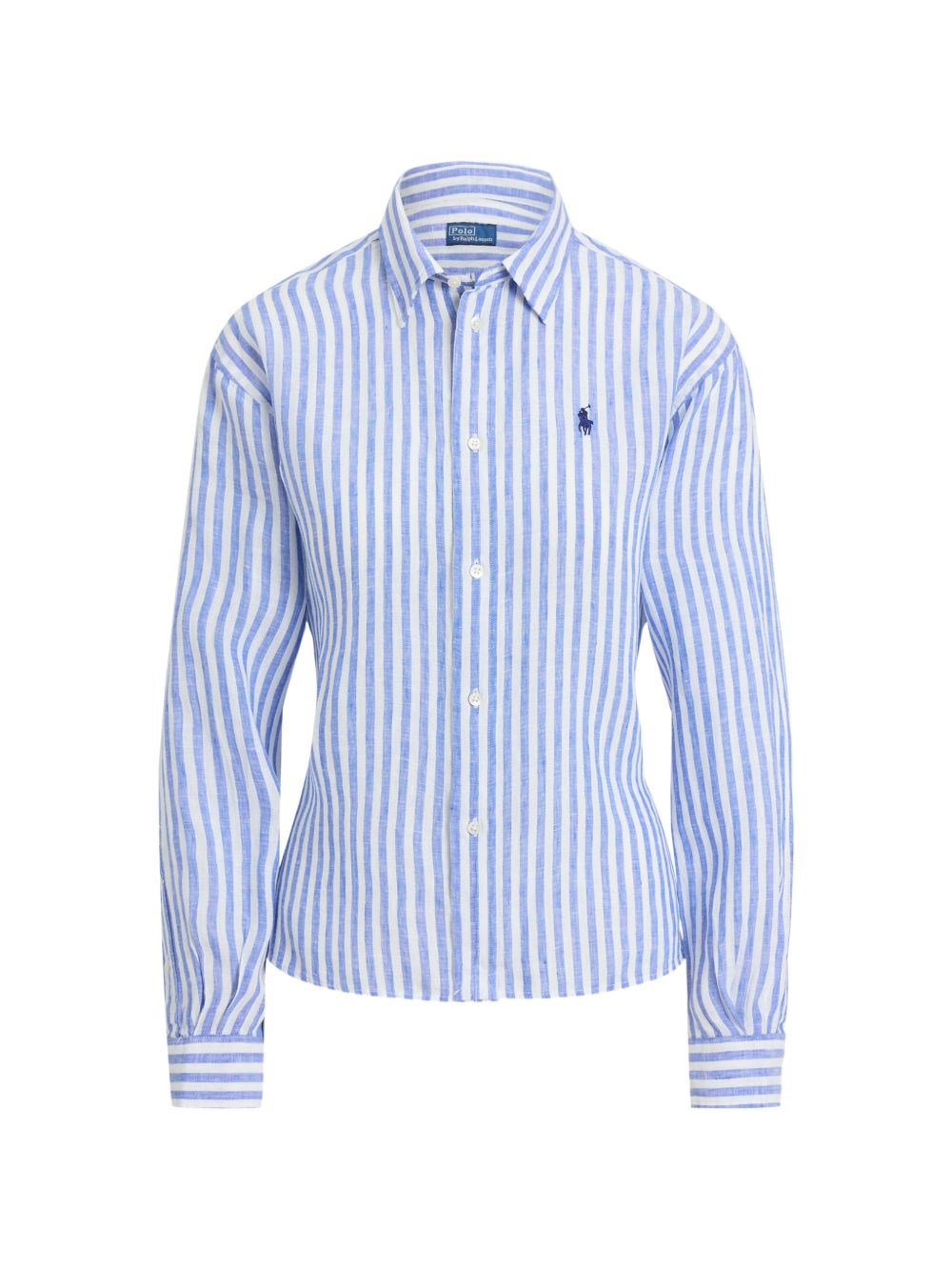 Polo Ralph Lauren Donna Blu Camicia Di Lino A Righe