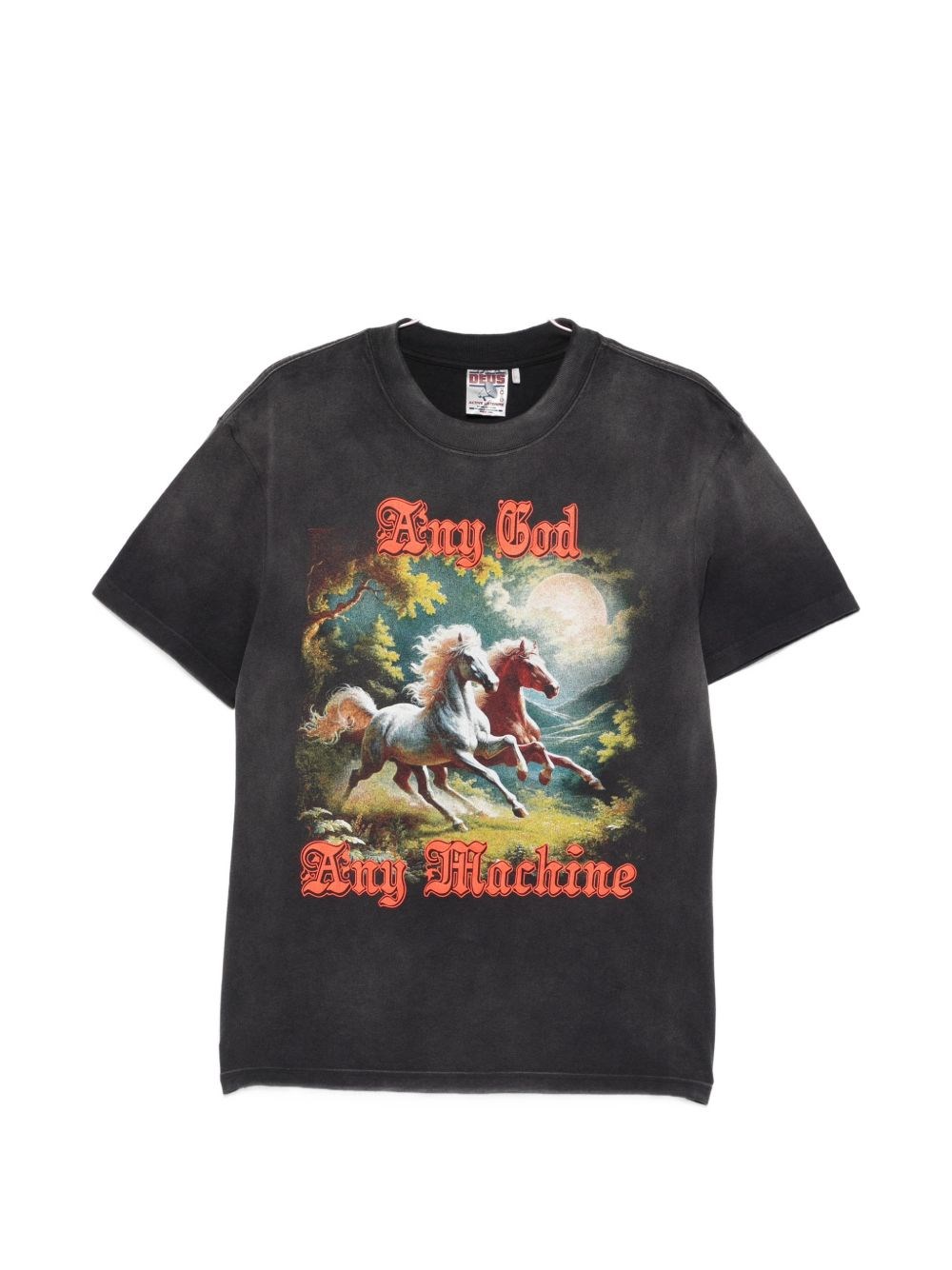 Deus Graphic Print T-shirt In Black