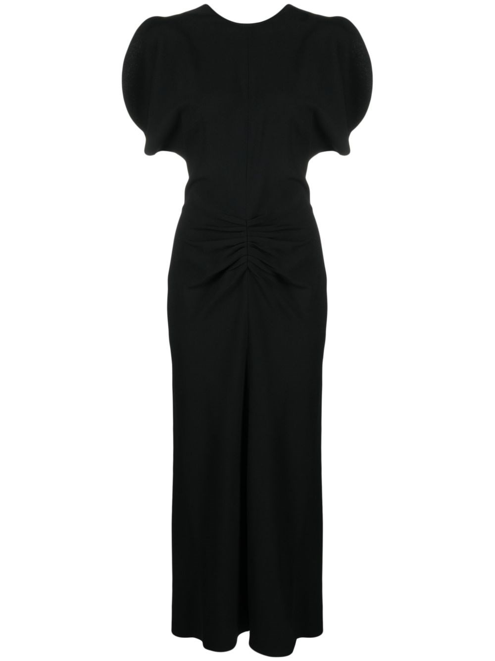 Victoria Beckham Donna Nero Abito Midi Con Ruches