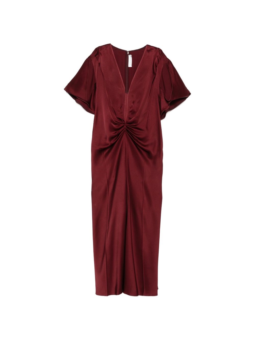 Victoria Beckham Donna Rosso Abito Midi Con Scollo A V