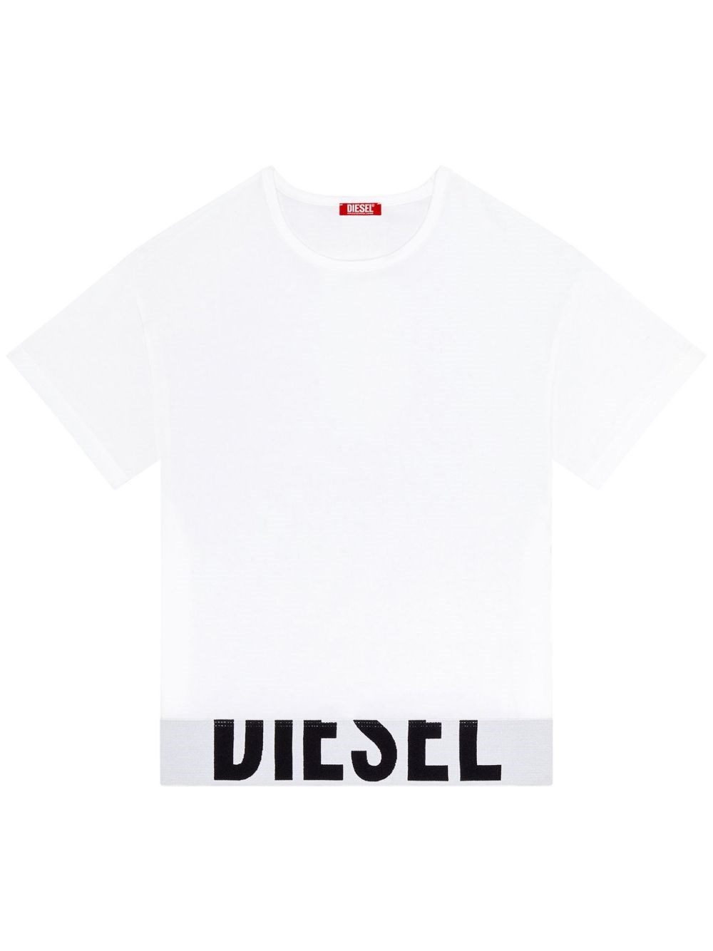 Diesel Donna Bianco Top Crop Uftee-Sport Girocollo