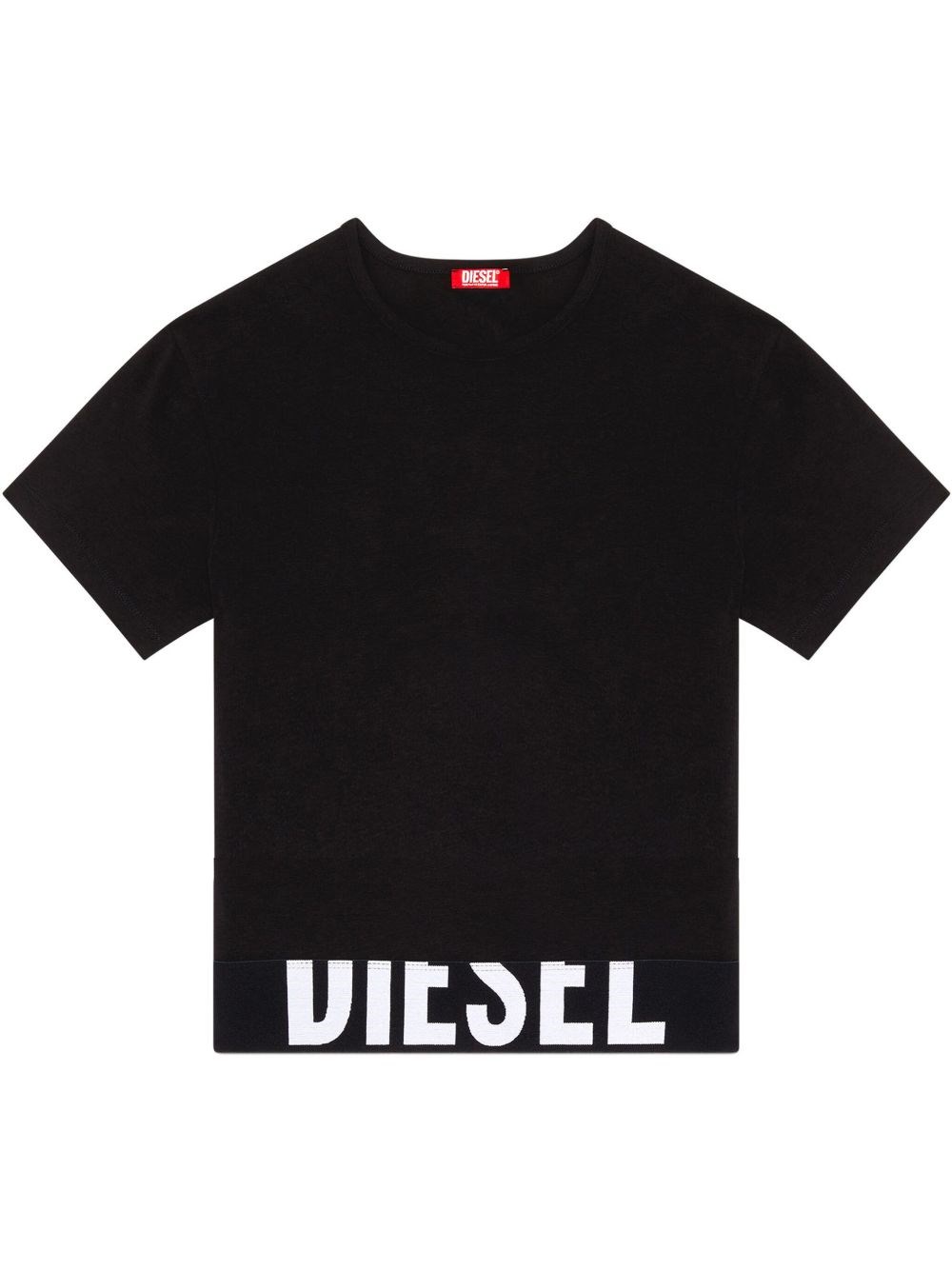 Diesel Donna Nero Top Crop Uftee-Sport Girocollo