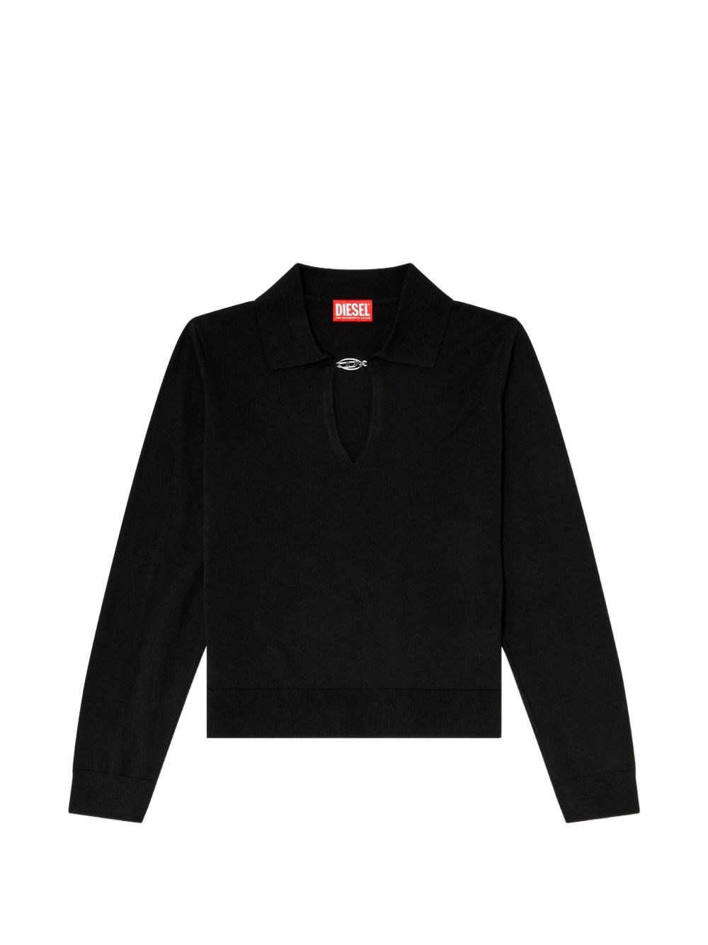 Diesel Donna Nero Maglione Con Apertura A Goccia