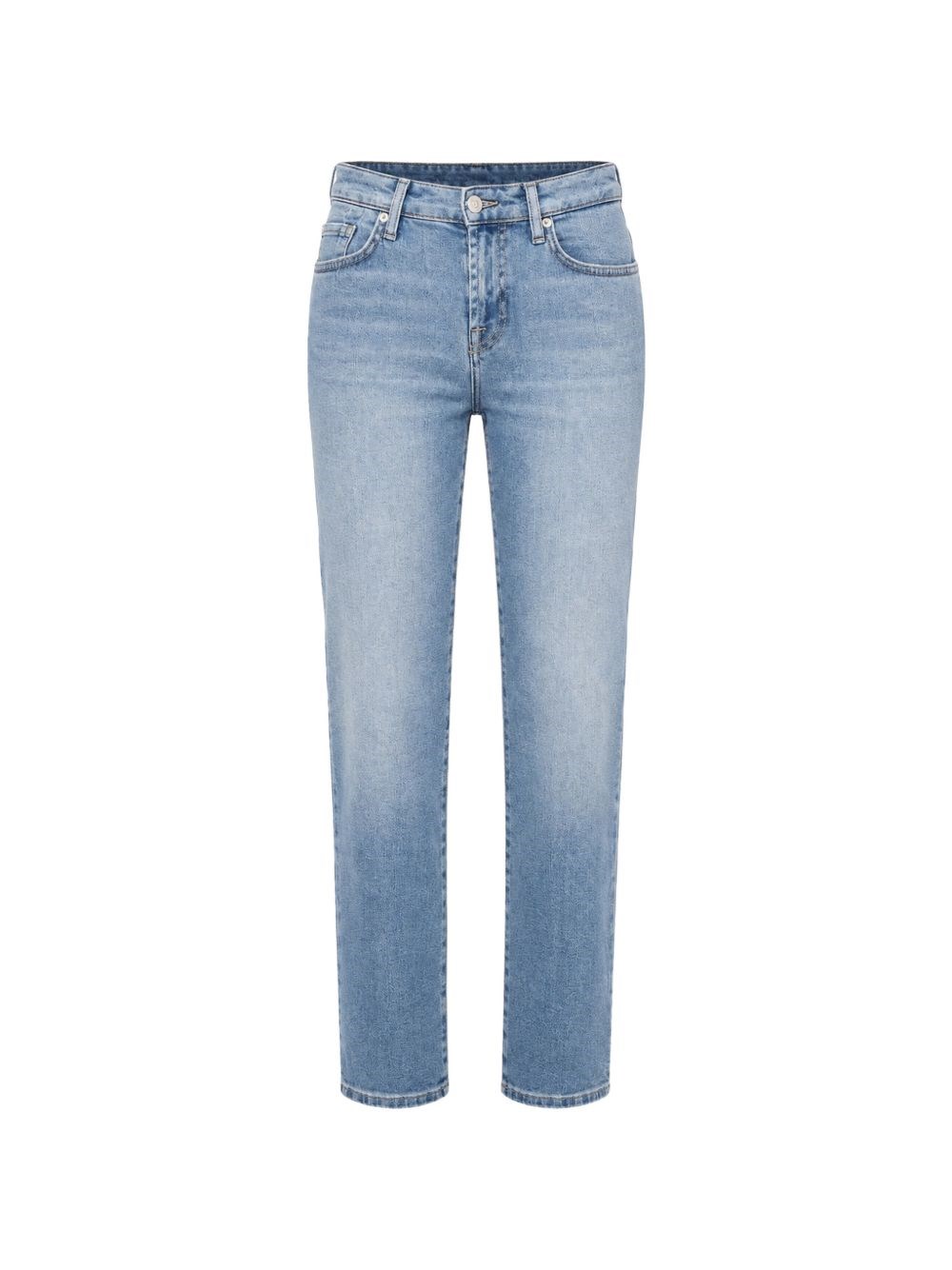 7 For All Man Kind Straight Leg Jeans With Logo Patch In Blue