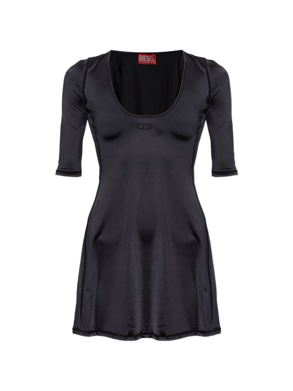 Diesel Donna Nero Mini Abito Con Logo D-Elphin Ricamato