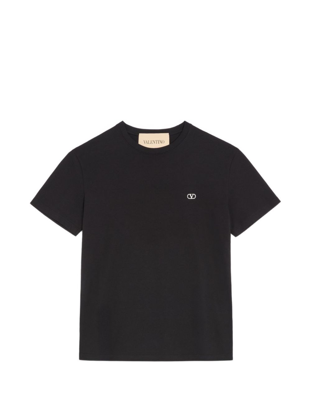 Valentino Garavani Uomo Nero T-Shirt In Cotone Con Ricamo Vlogo