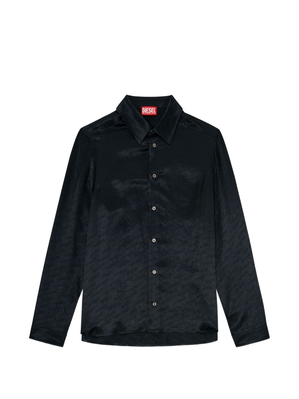 Diesel Uomo Nero Camicia Con Logo Jacquard
