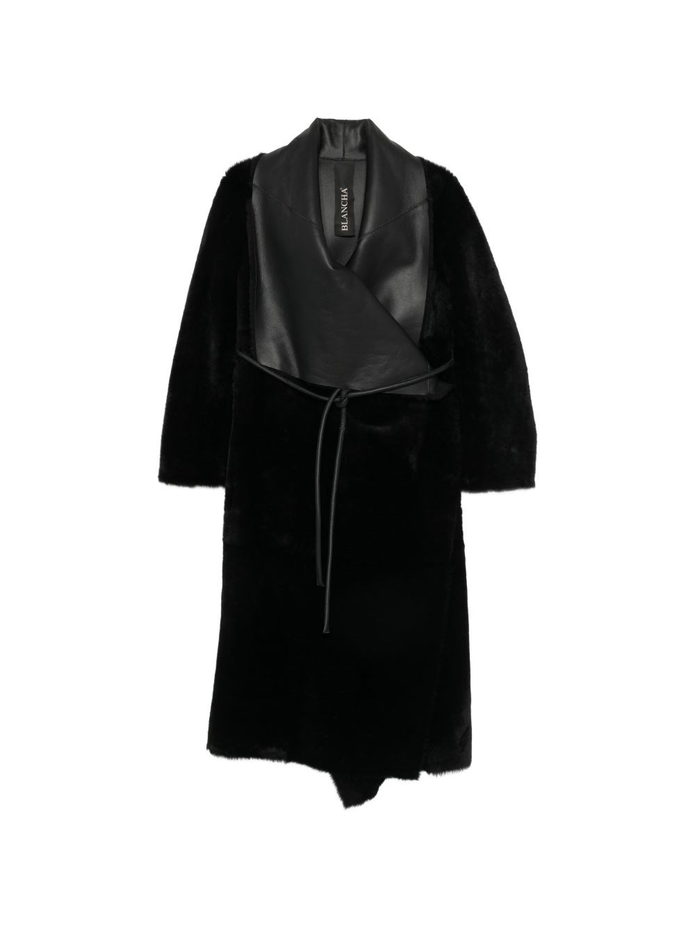 Blancha Shearling Coat With Leather Inserts In Black
