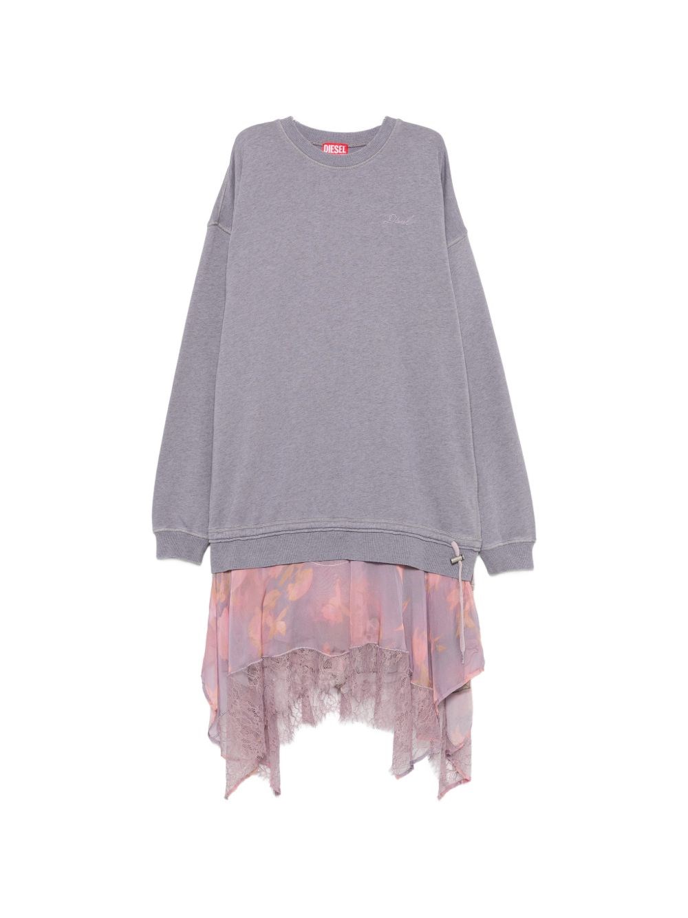 Diesel Donna Viola Abito Midi Con Finiture In Pizzo