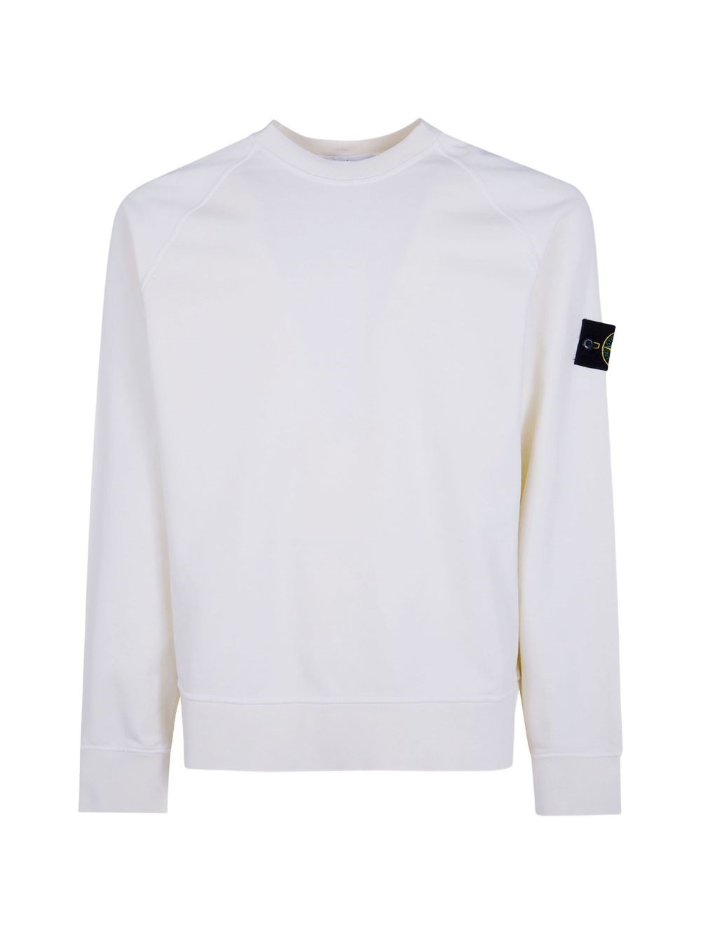 Stone Island Uomo Bianco Felpa Con Maniche Raglan E Patch Logo