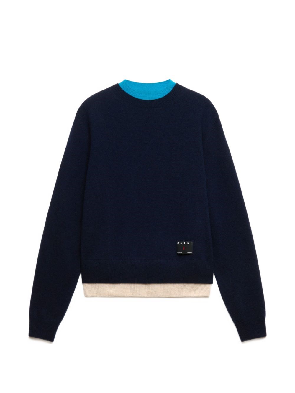 Marni Uomo Blu Maglione In Cashmere Scuro Con Bordi A Contrasto - Immagine 3