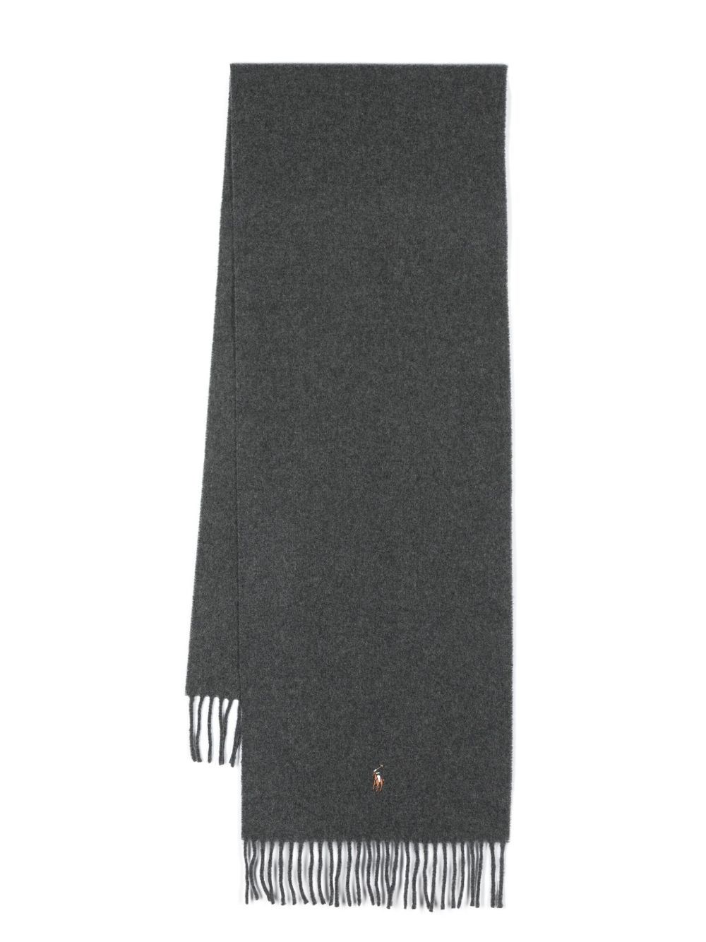 Polo Ralph Lauren Polo Pony Scarf With Fringes In Gray
