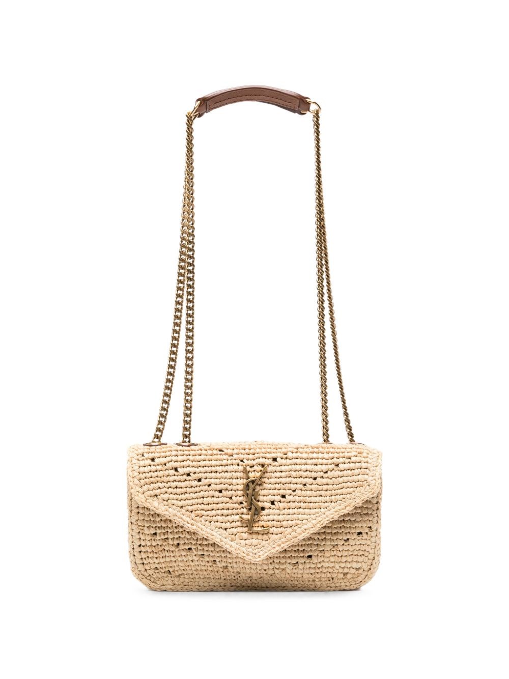 Saint Laurent Mini Crossbody Bag Lou Lou In Woven Raffia In Brown