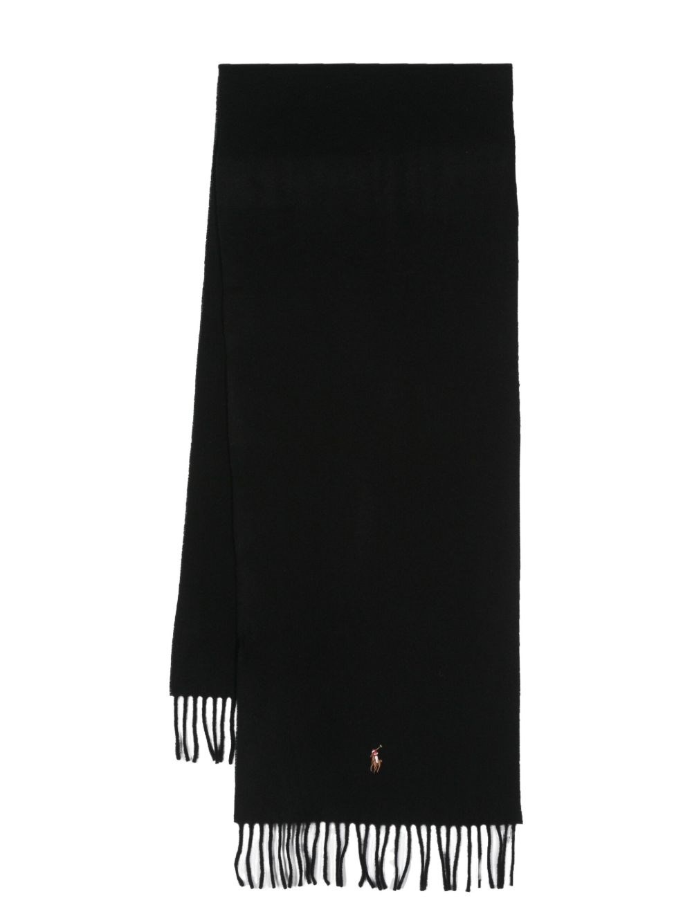 Polo Ralph Lauren Polo Pony Scarf With Fringes In Black