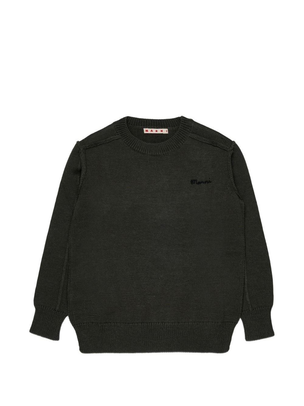 MARNI SWEATER WITH GREEN EMBROIDERY MARNI KIDS