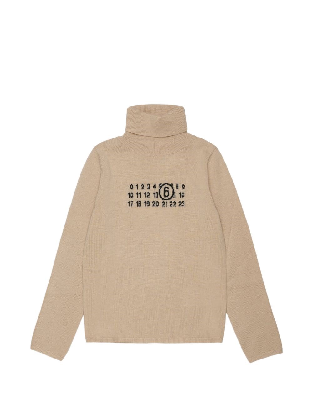 Mm6 Maison Margiela Kids Ragazzo Bianco Maglione A Collo Alto Numeric Signature
