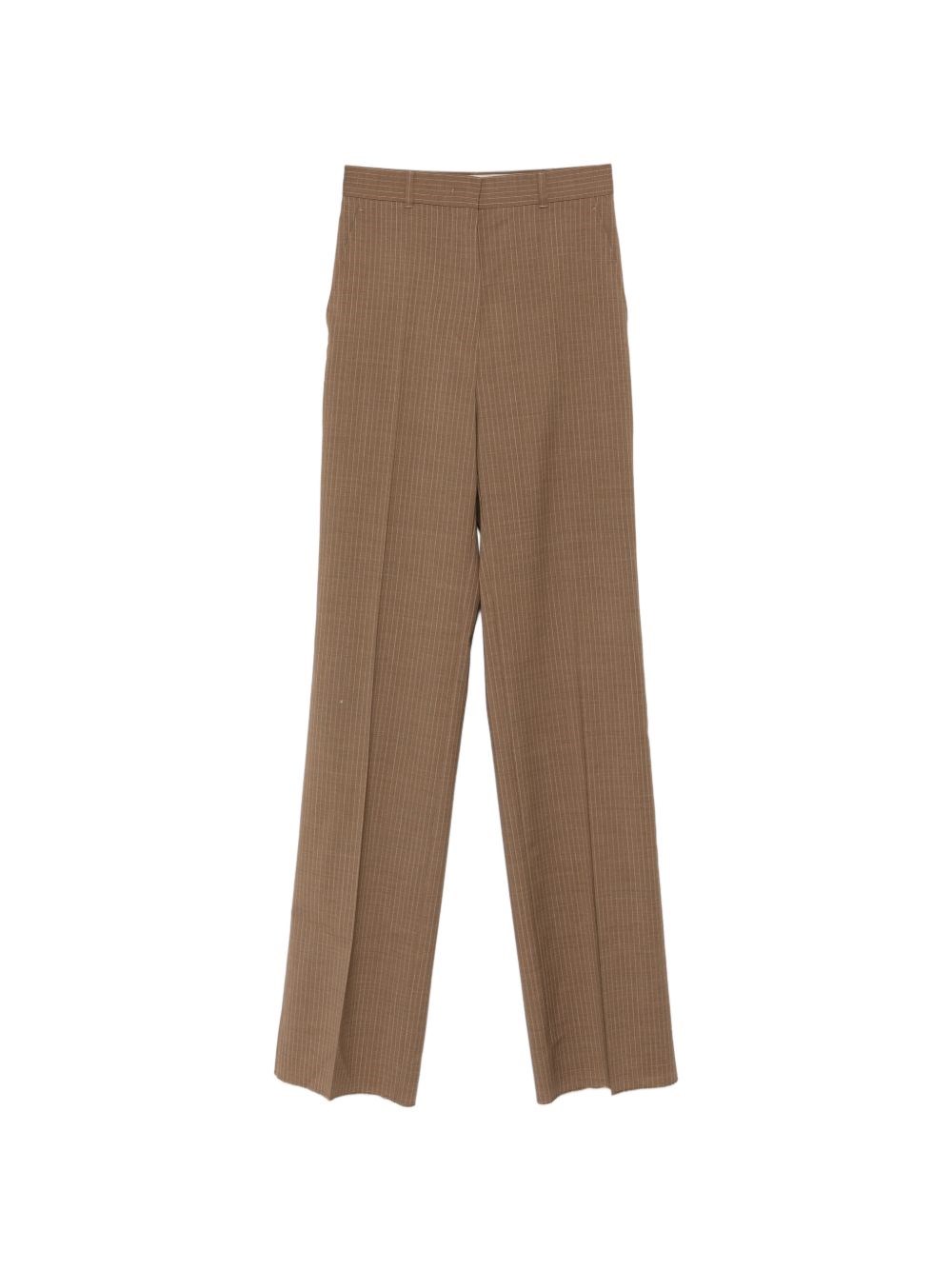 Max Mara Straight Leg Trousers With Striped Pattern In Brown
