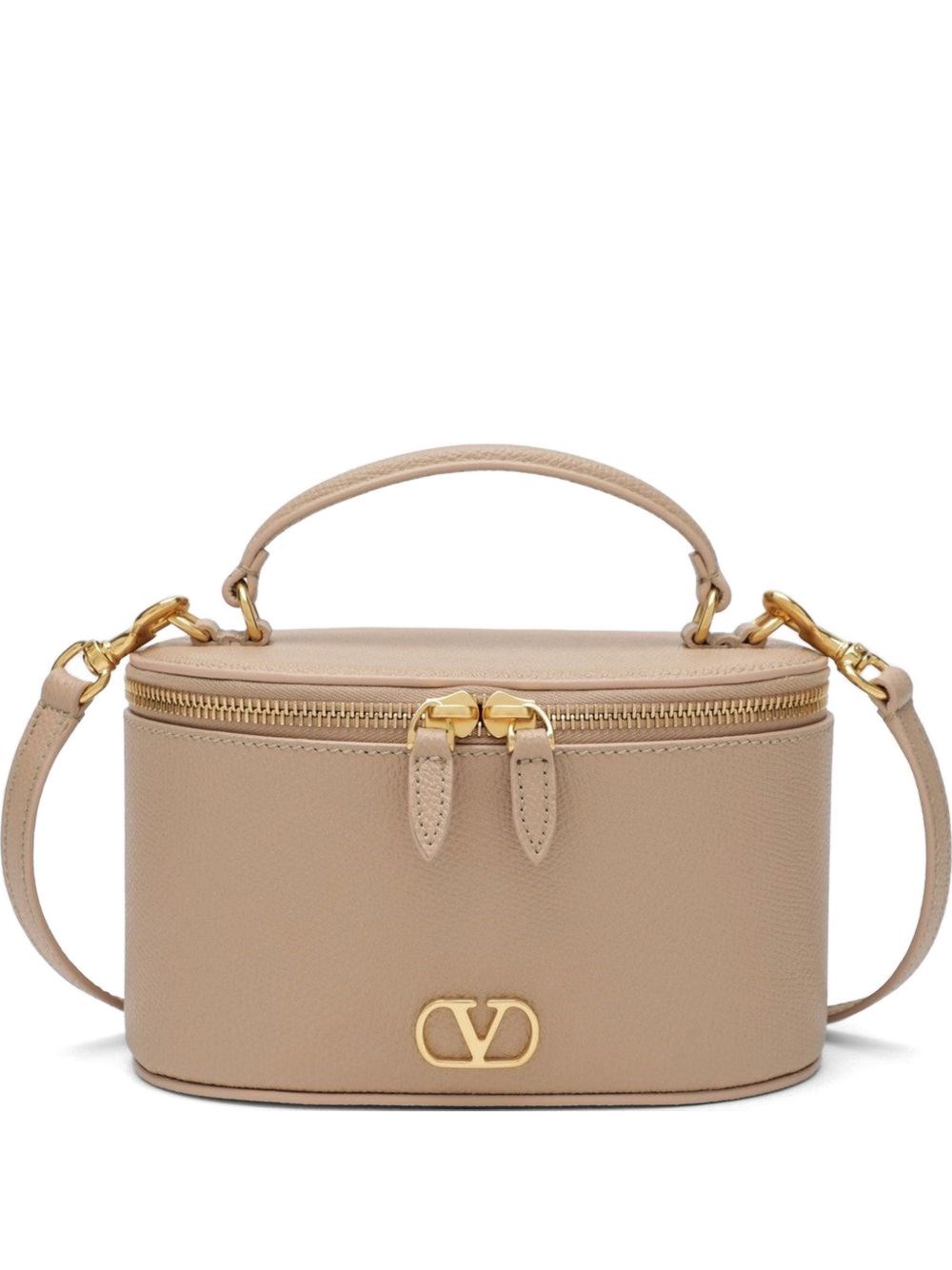 Valentino Garavani Shoulder Bag "vanity Case" In Leather With Logo Pla In Pink