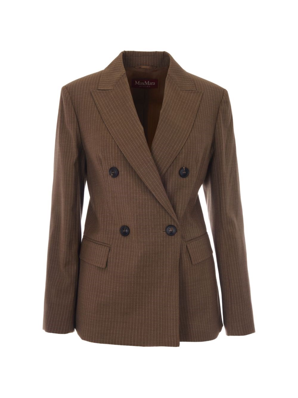 Max Mara Studio Donna Bianco Blazer Doppiopetto Gessato