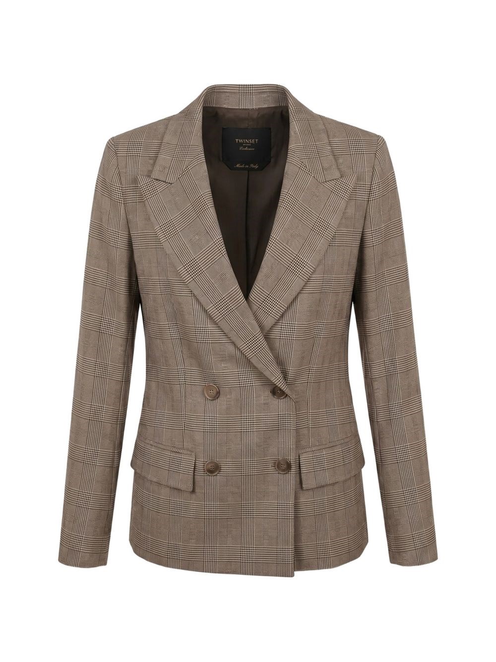 Twinset Donna Marrone Blazer Doppiopetto A Quadri