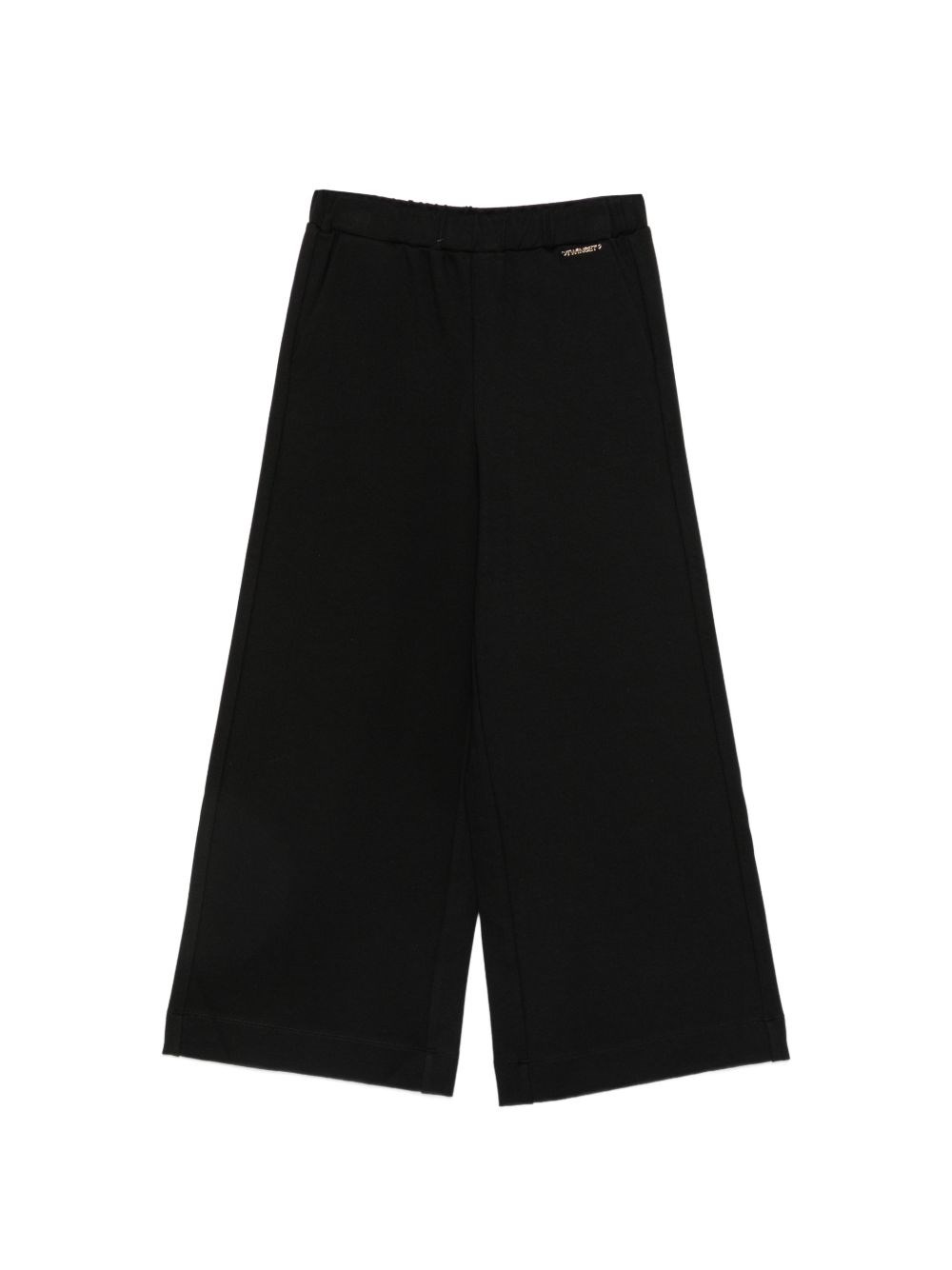 Twinset Kids Ragazza Nero Pantaloni A Gamba Larga Con Placca Logo
