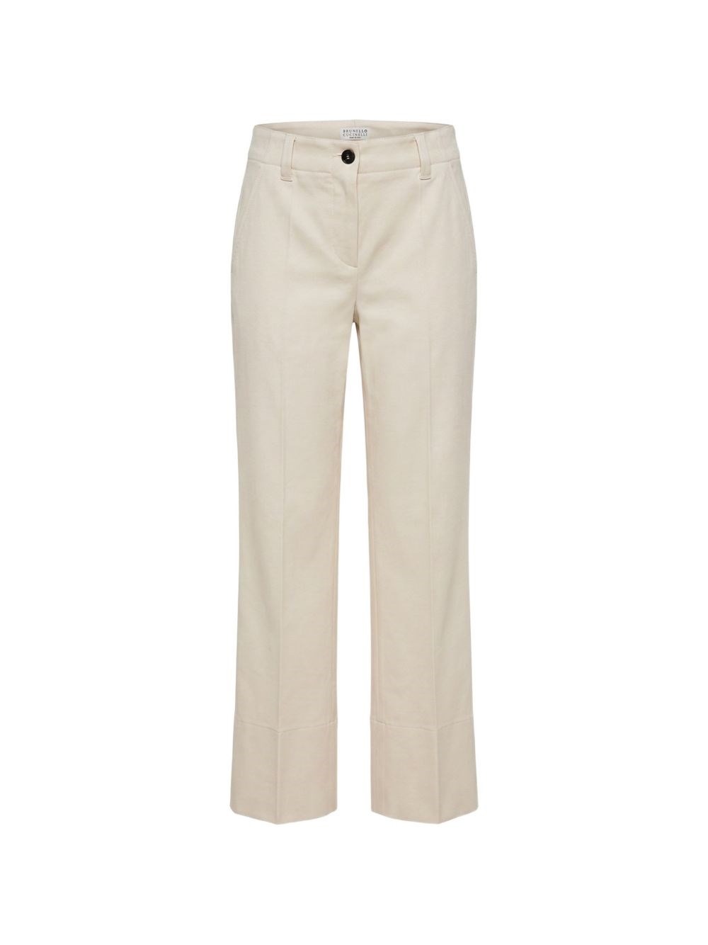 Brunello Cucinelli Donna Bianco Pantaloni Con Bottoni In Cotone Beige