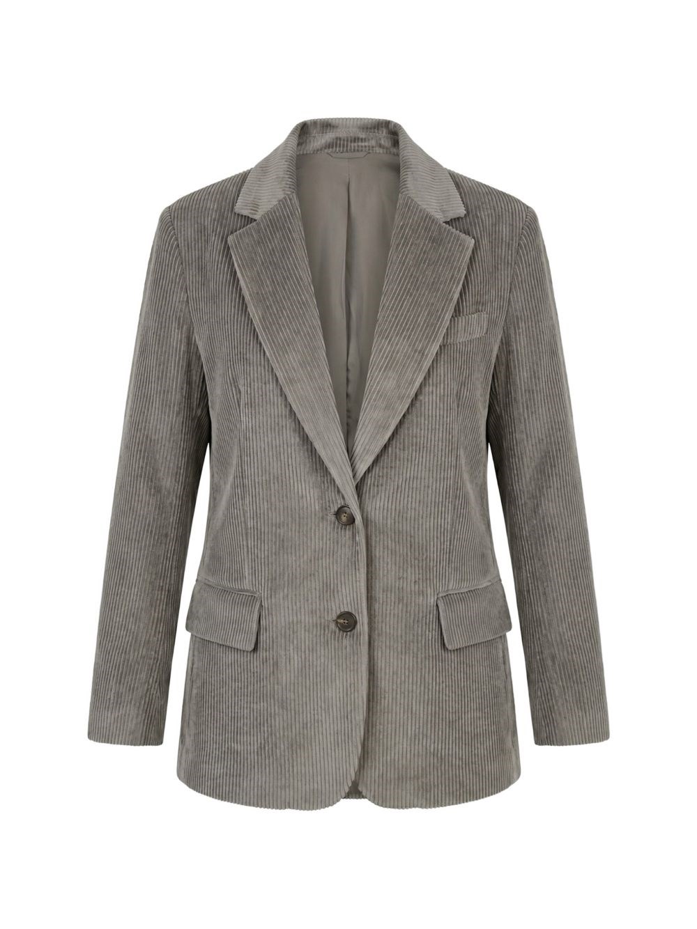 Brunello Cucinelli Gray Corduroy Single-breasted Blazer In Green