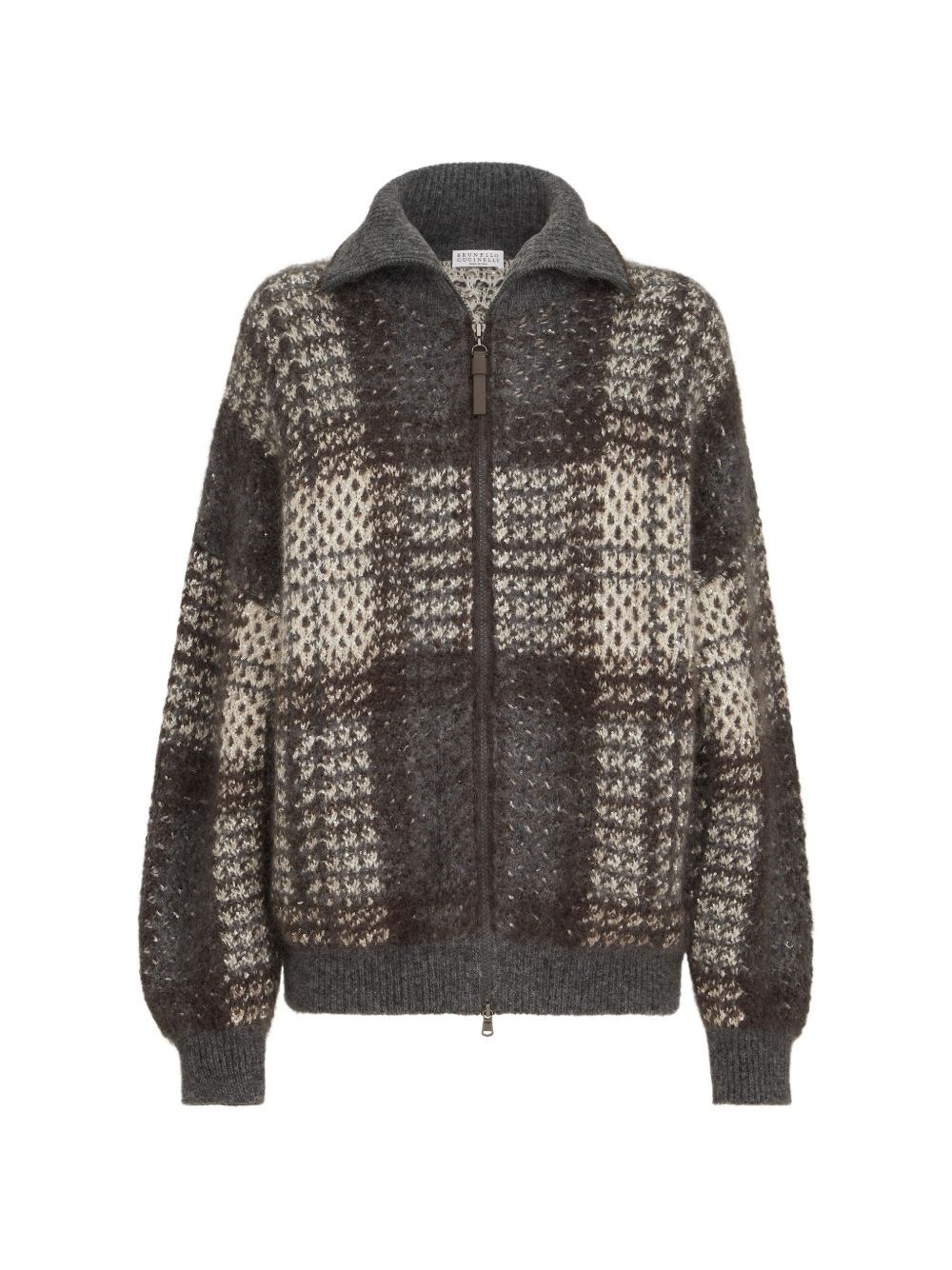 Brunello Cucinelli Mohair, Virgin Wool And Cashmere Jacket With Tartan In White