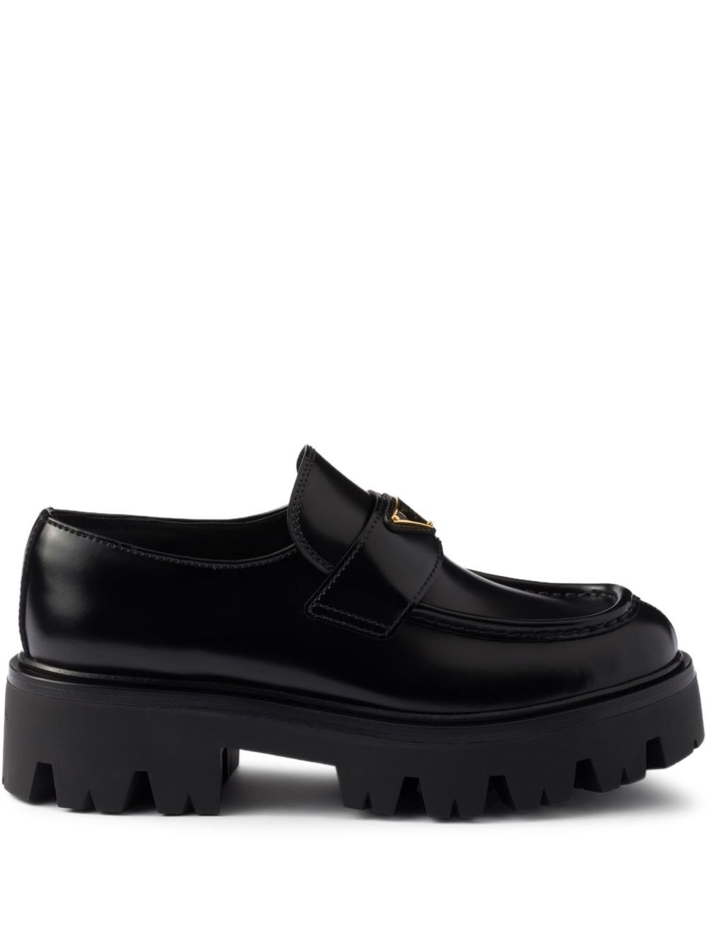 Prada Loafers With Logo Plaque In Black