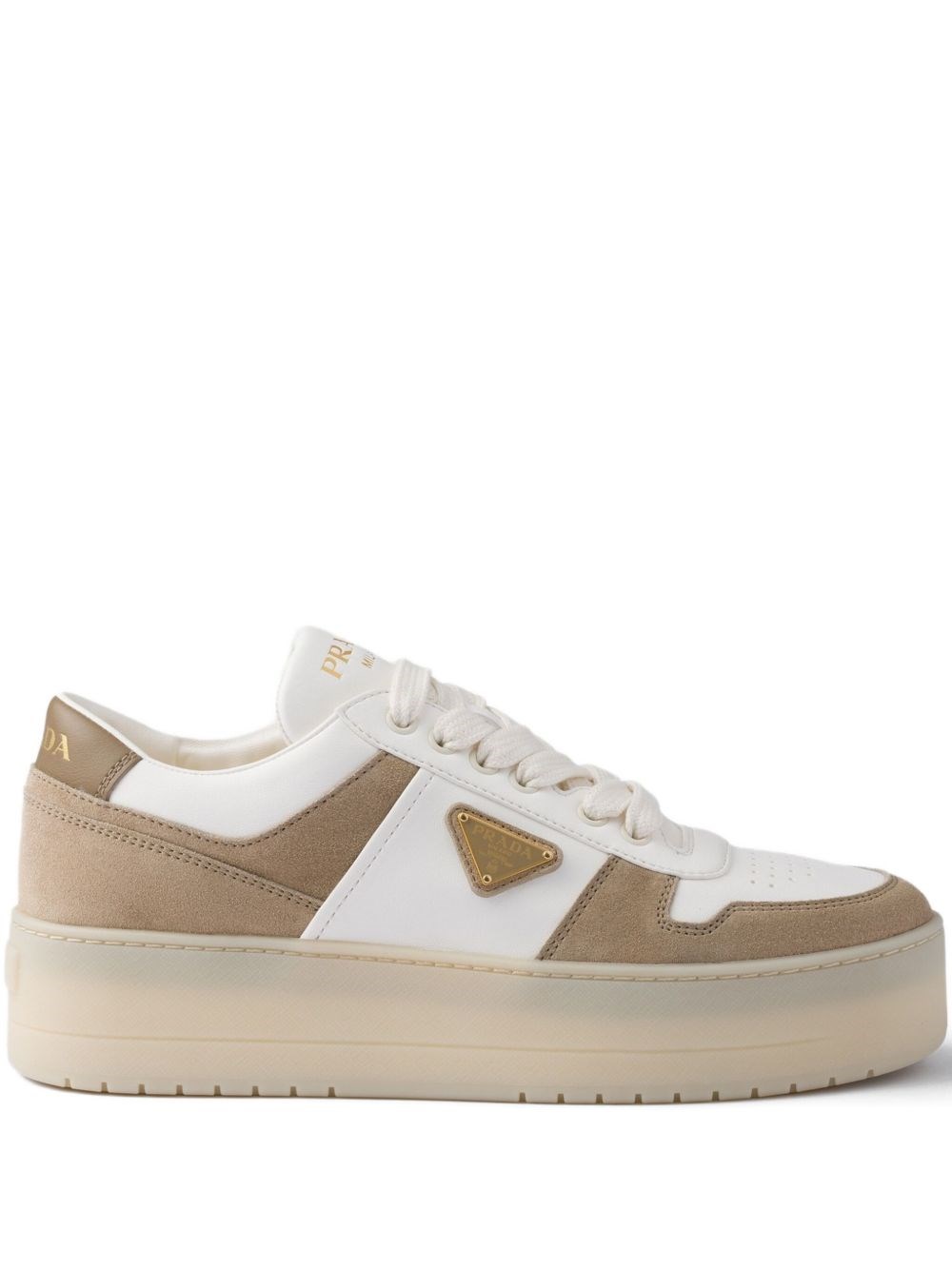 Prada Downtown Bold Sneakers In Nappa And Suede In White