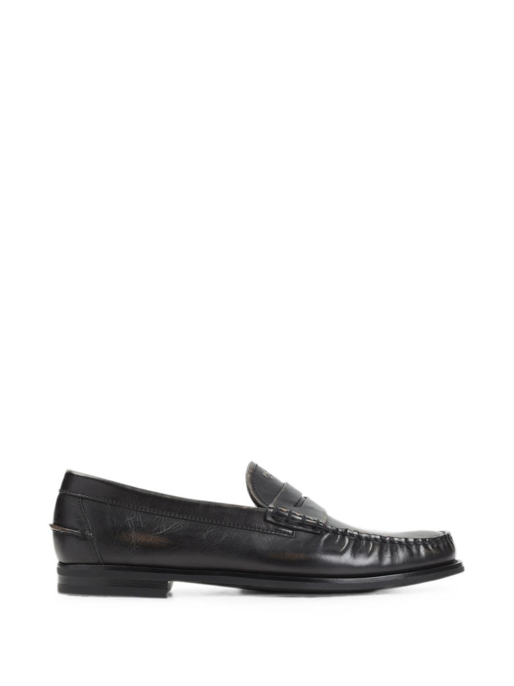 Prada Uomo Nero Mocassini In Pelle Effetto Anticato