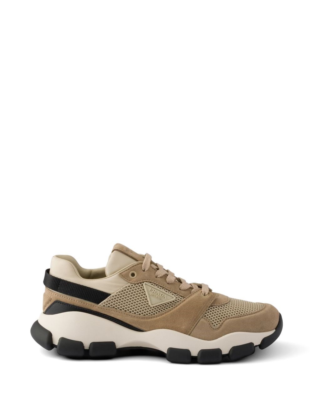 Prada Suede And Mesh Sneakers In White